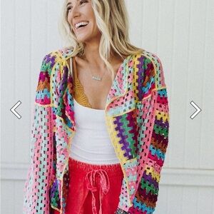 Three bird nest Colorful Crochet Women's Sweater